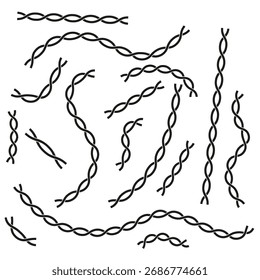 Padrão de linhas curvas. Formas de cadeia abstratas. Motivo de Vetor Dinâmico. Formas caóticas aleatórias. EPS 10.