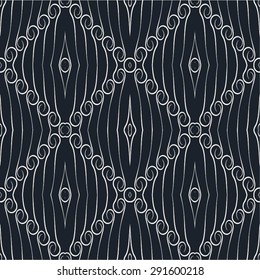 Curved lines in the pattern, diamond, swirl, seamless vector background.