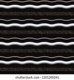 Curved Lines Pattern Seamless Vector Pattern. Wavy Stripes Texture  Illustration for Trendy Home Decor, Masculine Fashion Prints, Elegant Wallpaper, Patterned Textiles. Modern Gift Wrapping Background