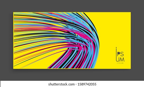 Curved lines with perspective effect. Optical fiber. 3d abstract background. Vector illustration. 