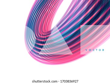 Curved lines with perspective effect. Optical fiber. 3d abstract background. Vector illustration. 