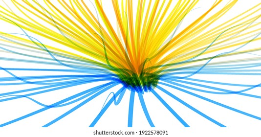 Curved lines with perspective effect. Optical fiber. 3d abstract background. Vector illustration. 