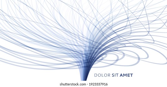 Curved lines with perspective effect. Optical fiber. 3d abstract background. Vector illustration. 