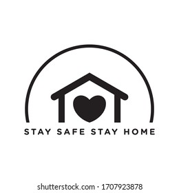 curved lines protect home from virus vector illustration. stay safe stay home icon design concept.