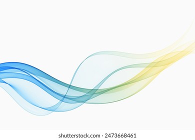 Curved lines in rainbow colors. Abstract wavy wave flow.