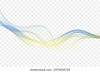 Curved lines in rainbow colors. Abstract wavy wave flow.
