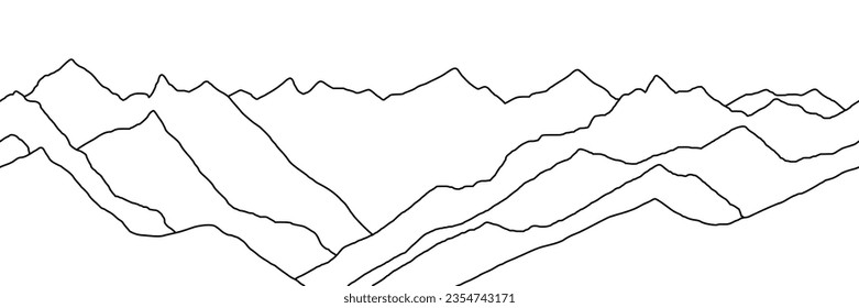 Curved lines, seamless border, imitation of mountain ranges, vector background, minimalism