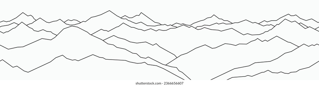Curved lines, seamless border, imitation of mountain ranges, vector background, minimalism