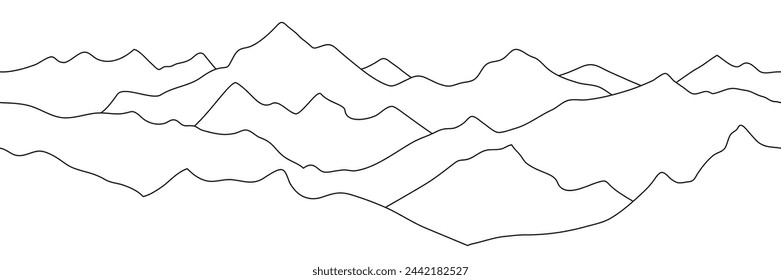 Curved lines, seamless border, imitation of mountain ranges, vector background, minimalism