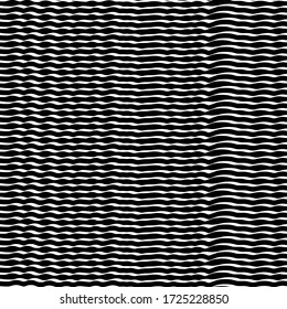 Curved lines seamless pattern. Jagged stripes ornament. Curves print. Linear waves motif. Striped background. Broken line shapes wallpaper. Wavy stripe figures. Ethnical textile print. Vector artwork