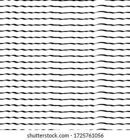 Curved lines seamless pattern. Jagged stripes ornament. Curves print. Striped background. Linear waves motif. Broken line shapes wallpaper. Wavy stripe figures. Ethnical textile print. Vector artwork.