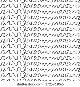 Curved lines seamless pattern. Jagged stripes ornament. Curves print. Striped background. Linear waves motif. Broken line shapes wallpaper. Wavy stripe figures. Ethnical textile print. Vector artwork