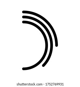 Curved lines symbol in black color, editable vector