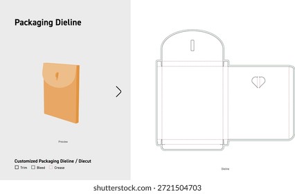 Caja de envolvente de cerradura curva Embalaje Diecut Plantilla
