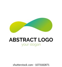 Curved Logo. Abstract vector logotype template, beautiful green gradient. Can be used for communications companies, high-tech innovation . EPS10.