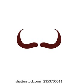 Curved male mustache in vintage fashion style, flat vector illustration isolated on white background. Gentleman mustaches symbol or photo booth mask.