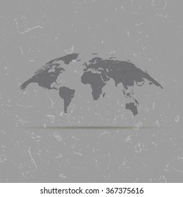 curved map of the world on the old background