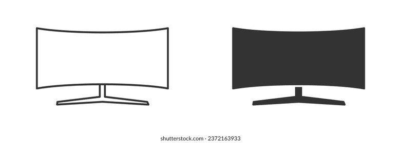 Curved monitor icon. Panorama screen. Vector illustration.