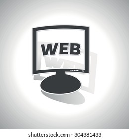 Curved monitor with text WEB and shadow, on white