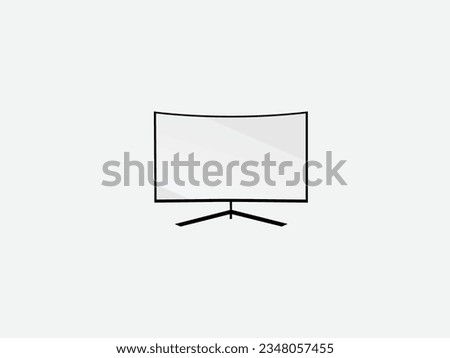 Curved monitor vector art. Monitor vector. Computer. Business. Monitor logo. Creative vector. Tv. Black and white