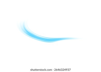 Curved Motion Streak PNG, Blue Glowing Trail and Laser Light Effect on Dark Road with Bright Tail and Dynamic Line for Speed, Energy or Tech Background Designs