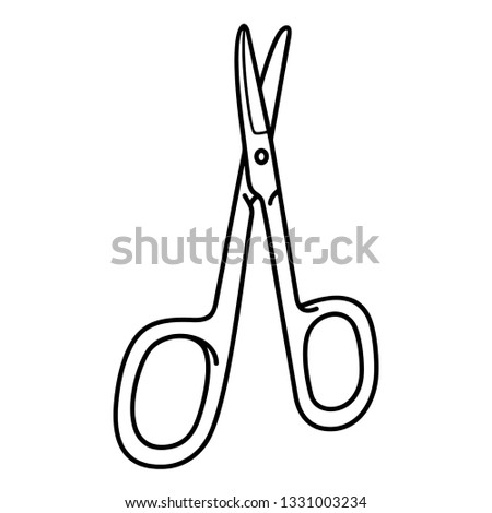 Curved nail scissors. Vector outline icon isolated on white background.
