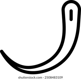 ícone de agulha curva. Design De Estilo Linear Fino Isolado Em Plano De Fundo Branco