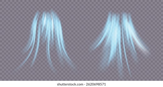 Ondas de neon curvas giram em espiral de luz de alta velocidade. A textura do vento gelado se move suavemente em espiral transparente. Fluxos de ar de inverno piscam como uma fita gelada brilhante. Brilhos de nevasca irradiam frio