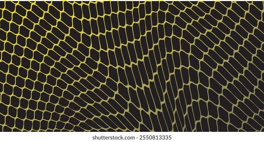 Curved net pattern with black background. Seamless design for sportswear or equipment like soccer goals, volleyball nets, basketball hoops, hockey nets, and athletic gear.