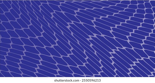 Curved net pattern with blue background. Seamless design for sportswear or equipment like soccer goals, volleyball nets, basketball hoops, hockey nets, and athletic gear.