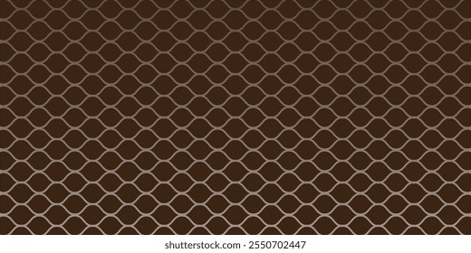 Curved net pattern with chocolate background. Seamless design for sportswear or equipment like soccer goals, volleyball nets, basketball hoops, hockey nets, and athletic gear.