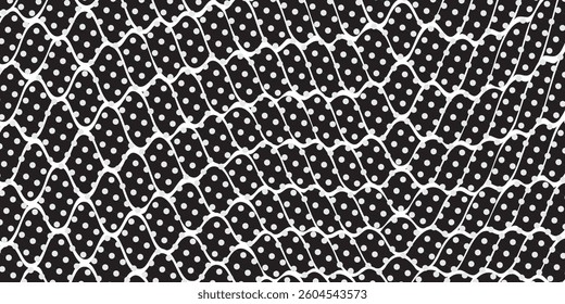 Curved net pattern with design dots in net to soccer goals, volleyball nets, basketball hoops, hockey nets, and athletic gear.