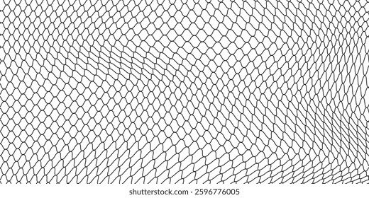 Curved net pattern. The net design is very well designed and suitable for sports equipment or apparel such as soccer goals, volleyball nets, basketball hoops, hockey nets and athletic equipment.