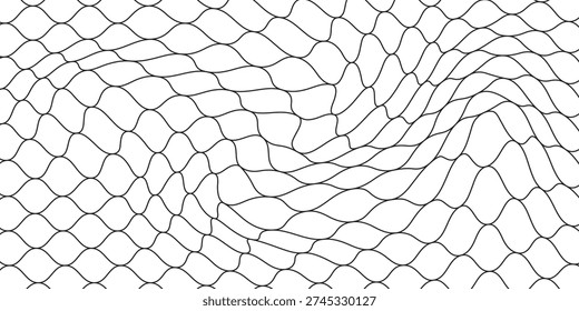 Curved net pattern. Seamless design for sportswear or equipment like soccer goals, volleyball nets, basketball hoops, hockey nets, and athletic gea