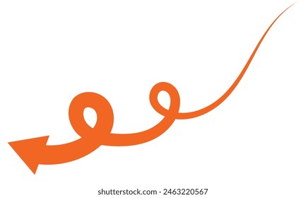 Curved orange arrow spiral sign symbol icon element shape  isolated on white and black background. flat style. arrow icon for your web site design, logo, app, UI. arrow indicated the direction symbol.