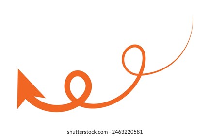 Curved orange arrow spiral sign symbol icon element shape  isolated on white and black background. flat style. arrow icon for your web site design, logo, app, UI. arrow indicated the direction symbol.