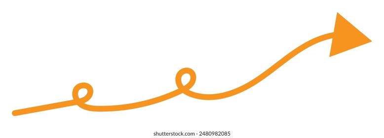 Curved orange arrow spiral sign symbol icon element shape isolated on white background. Vector illustration. Eps file 147.