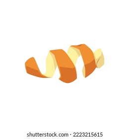 Curved orange peel flat style, vector illustration isolated on white background. Food waste, decorative design element, ecological concept. Organic waste for compost production