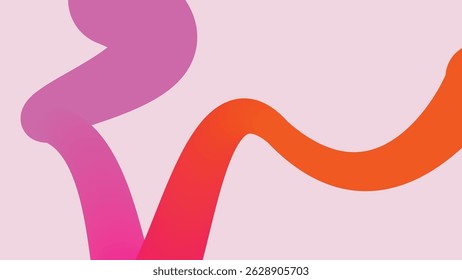 Curved orange and pink strokes create a fluid composition on soft pink, suited for creative designs and artistic media.