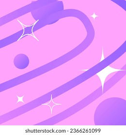 Curved Orbit Lines Surrounded Gradient Pink Basckground with Glitter Star Effect