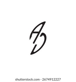 curved oval shape alphabet initial logo vector AJ gaming monogram Black letter