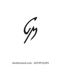 curved oval shape alphabet initial logo vector LM gaming monogram Black letter