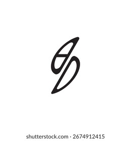 curved oval shape alphabet initial logo vector BD gaming monogram Black letter