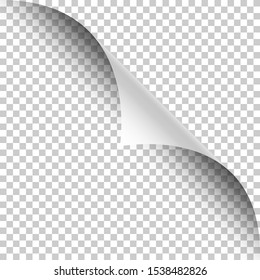 Curved page corner with shadow on a transparent background. Insert your images. Simple image insertion. Vector illustration.