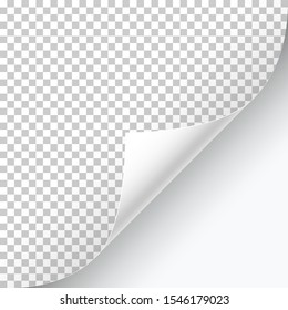 Curved page corner with shadow on a transparent background. Insert your images. Simple image insertion. Vector illustration.