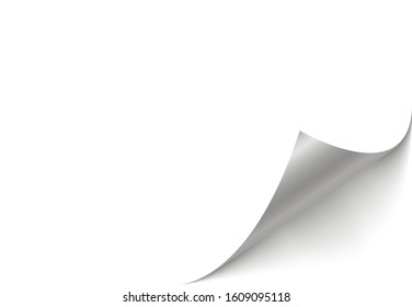 Curved Page Corner With Shadow On A Transparent Background. Simple Image Insertion. The Element For Advertising And Advertising Messages. White Page Rotates Bottom Right. Vector Illustration, EPS 10.