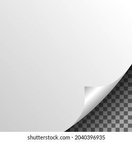 Kurze Papierecke mit Schatten auf transparentem Hintergrund