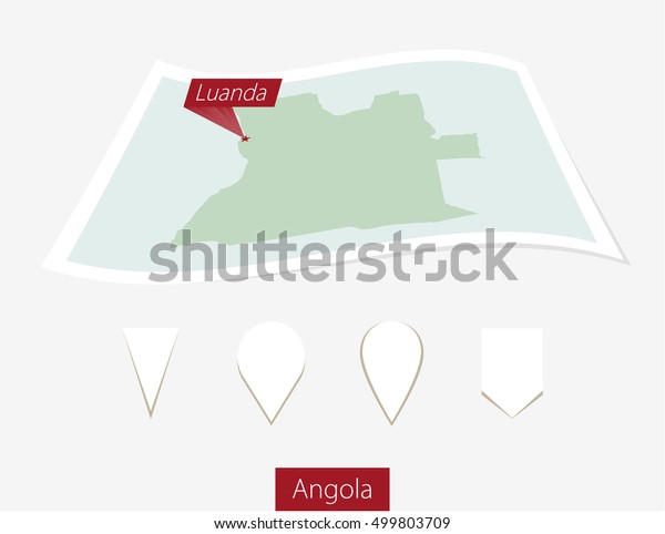 Curved Paper Map Angola Capital Luanda Stock Vector Royalty Free