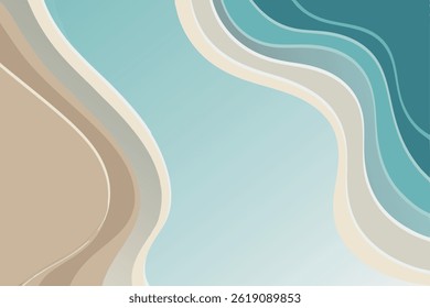 Curved paper waves create a beach and sea background. Abstract summer design, paper cut-out style, perfect for banner, flyer, invitation, poster, website. Vector illustration available.