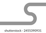 curved parallel lines, meditation zen garden top view or life balance vector illustration, river stream abstract